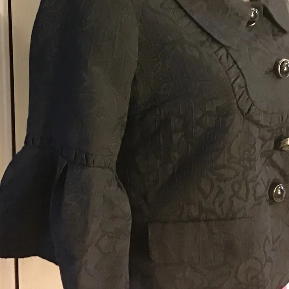 BB Dakota Black Floral Print 3/4 Sleeves Jacket Size 4 - Picture 3 of 9